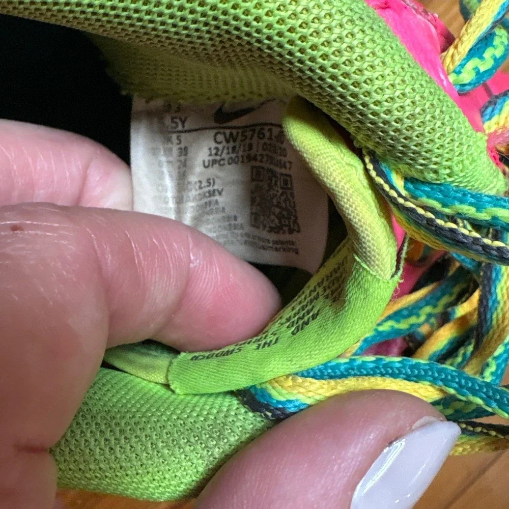 Nike Air Force 1 Low Kids Pink‎ Good Neon Green Yellow CW5761-600 SIZE 5Y - Picture 6 of 7